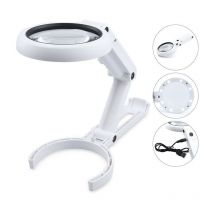 Ahlsen - led Loupe Lamp, Loupe Mains Libres Dimmable avec Lumière et Support, Loupe de Bureau