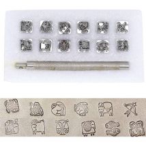 Ahlsen - Lettre à Frapper, Outil de poinçonnage, poincon Metal a Frapper, 12 pièces en Cuir Artisanat en alliage de zinc estampage Outil de