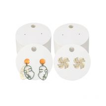 Ahlsen - Lot de 100 cartes rondes pour boucles d'oreilles avec fermoirs de boucles d'oreilles, 4 cm, présentoir à bijoux pendantes, emballage de