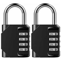 Ahlsen Lot de 2 cadenas à combinaison - Cadenas anti-rouille à 4 chiffres - Résistant aux intempéries - Idéal pour les vestiaires à l'école, à la