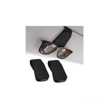 Lot de 2 Porte Lunettes pour Voiture magnétiques en Cuir pour visière de Voiture, Porte Lunettes Voiture Clip de Carte de Ticket (Noir) - Ahlsen