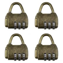 Lot de 4 cadenas à combinaison rétro en alliage de zinc avec code numérique en forme de sac à main - Ahlsen