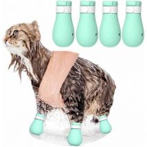 Ahlsen - Lot de 4 paires de chaussures anti-griffures en silicone pour chat - Pour le toilettage des animaux domestiques - Protection des pattes de