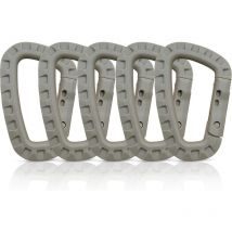 Lot de 5 mousquetons, Mousqueton Plastique, Mousqueton Tactique, Mousqueton Militaire, Mousquetons en Plastique Dur de qualité supérieure, Robustes,