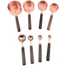 Messlöffel Und -becher Aus Edelstahl, 8er-set, 4 Messlöffel, 4 Messbecher, Holzgriff, Messlöffel Zum Abmessen Trockener Und Flüssiger Zutaten - Ahlsen