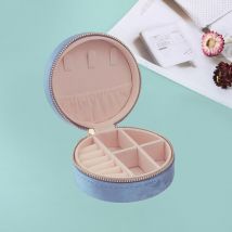 Mini coffret à bijoux de voyage en velours, Boîte à bijoux de voyage pour filles et femmes, Bleu - Ahlsen