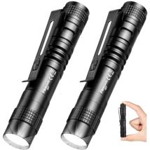 Ahlsen - Mini Flashlight, 2 Pack 9cm Aluminum led Flashlight with Clip 200 Lumens Pen Torch Portable Waterproof for diy