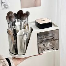 Ahlsen - Organisateur de Bureau, Rangement Bureau avec Porte-Stylo Rotatif, 2 tiroirs et Possibilités de Rangement Multifonctionnelles pour Stylos,