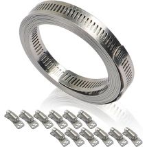Paquete de 12 abrazaderas de manguera de acero inoxidable, abrazadera de manguera de 15 pies con tornillos para tanque, tubería de gas doméstica,