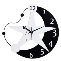 Ahlsen - Pendule Murale Silencieuse Créatif Moon Shaped Frame Horloge Murale en Quartz, Modern Horloge Pendule Wall Clock Home Decor Pour Salon,
