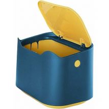 Ahlsen - Petite poubelle de bureau, mini poubelle de bureau de cuisine de style plastique avec couvercle à bouton, poubelle de cuisine poubelle de