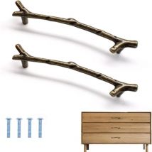 Poignée Meuble Cuisine, 2 Pièces Poignee de Meuble Cuisine, Poignées de Porte en Forme de Branche, Ppoignee de Meuble Cuisine en Alliage de Zinc
