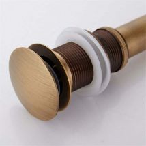 Pop-up Rétro Bouchon Bonde de Lavabo Vidange Clic-clac sans Trop-Plein en Laiton Bronzé Universel Valve Draineur d'Evier Vasque Siphon sans Trou de
