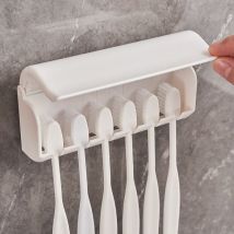 Porte-brosse à dents mural avec couvercle, 6 emplacements auto-adhésifs pour brosse à dents, support de rangement pour salle de bain, douche,