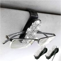Ahlsen - Porte Lunettes pour Voiture, 2 Pcs Support Lunettes pour Voiture en Strass, Clips de Pare-Soleil de Voiture, Support de Lunettes de
