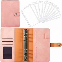 Ahlsen - Portfolio A6 en pu Cuir Pour Cash Budget Planner, Classeur Budget Enveloppe avec 12 Pochettes Zippées Transparentes Pour La Planification
