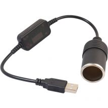 Prise Allume-Cigare de Voiture - Port usb vers 12V Prise Allume-Cigare de Voiture Haute Performance Prise Femelle convertisseur Adaptateur Cordon