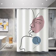 Rideau de douche anti-moisissure 180x200cm, rideau de douche en tissu lavable en machine avec 12 crochets antirouille, rideau de douche en polyester