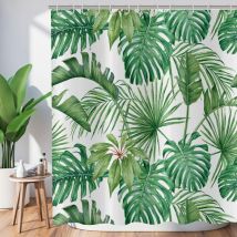 Ahlsen Rideau de Douche Feuilles Tropicales 180x180, Feuilles de Palmiers Verts Rideau de Douche Jungle Plante botanique Rideau de Baignoire