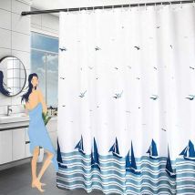 Rideau de Douche imperméable 180x200,en Polyester en Tissu Lourd Lavable en Textile, Rideaux de Douche Anti-moisissure avec Anneaux de Rideau de