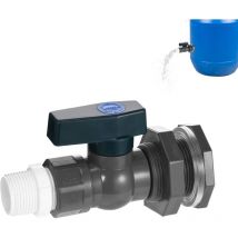 Robinet pour recuperateur d Eau de Pluie 3/4', Vanne pour tonneau de Pluie en pvc avec raccord de cloison et Adaptateur de Tuyau pour Aquariums,