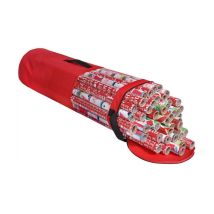 Sac de rangement cylindrique de papier cadeau de Noël avec fenêtre transparente (D9 x h 40 inches) - rose rouge - Ahlsen