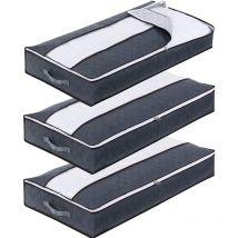 Ahlsen Sac de Rangement sous Lit Lot de 3, Boite Rangement sous Lit Grande Non-Tisse Pliable, Sacs de Rangement pour Couette Édredons Couvertures