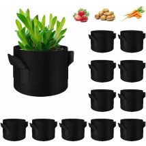 Ahlsen - Sacs de Plantation Non tissé, Lot de 12 Sacs de Croissance pour Pomme de Terre, Plante, Tomate, Végétale Aération Tissu Pots avec Poignée,