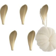 Ahlsen Set mit 5 Wandkleiderhaken im Blattgold-Design für Bad und Küche