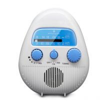 Shower Radio, Portable am/fm Shower Radio, Waterproof Hanging Shower Radio, Adjustable Volume, Battery Powered Shower Radios for Bathroom, Kitchen,