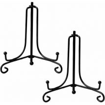 Soporte de exhibición de hierro, paquete de 2 soportes de placa de hierro de 4 ', soporte de placa decorativo negro, caballete de hierro, soporte de