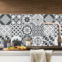 Ahlsen - Stickers Cuisine et Salle de Bain 20cm x 20cm - 20 pièces, Adhesif pour Carrelage Mural, Imitation Faience, Imitation Carreaux de Ciment