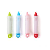 Stylo à Ecrire en Silicone Crème, Seringue Décorative en Silicone, Stylo en Silicone pour Ecrire des Chocolat/Crème/Confiture, Stylo Patisserie