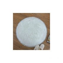Tapis rond de 90 de diamètre, tapis en fausse fourrure, sensation confortable comme un vrai tapis en fausse fourrure de laine, coussin de siège en