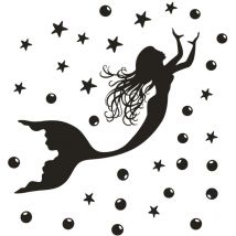 Ahlsen - Un lot de Stickers muraux étoile de mer bulles sirène,Decoration murale pour salon chambre bureau cuisine - Autocollant mural