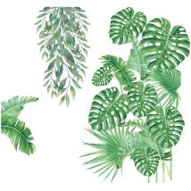 Un lot de Stickers Muraux feuilles vertes tropicales Autocollant Mural Décoration Murale pour Salon Chambre Bureau - Ahlsen