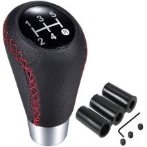 Ahlsen Universal 5-speed gear shift knob made of auto part, leather, red stitching