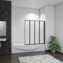 Aica 900x1400mm New Black Framed 4 Folding Pivot Shower Bath Screen Panel