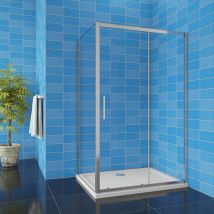 Aica Sanitaire - Aica 1850H Sliding Shower Door Enclosure 1400mm + 700mm Side Panel + 1400x700mm Tray Waste