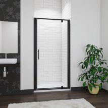 Aica Sanitaire - Aica 1000mmx1850mm Matt Black Frame Pivot Shower Door with 1000x800mm Shower Tray Waste - Matt black