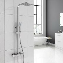 Manochoice - aica Bathroom Thermostatic Shower Mixer Twin Head Large Square Bar Set Chrome