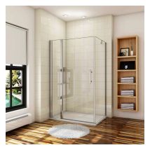 Aica Sanitaire - aica Cabine de douche 106x70x187cm porte de douche pivotante avec 1 élément fixe et une paroi latérale