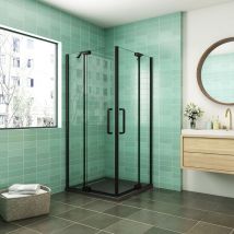 Aica Sanitaire - aica cabine de douche 100x80x195cm en 8mm verre anticalcaire profilé noir mat