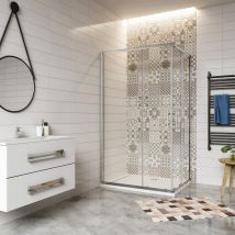 Aica cabine de douche coulissante 100x80x195cm avec un receveur de douche 100x80cm