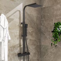 Aica Sanitaire - aica Dusche Duschsystem mit Thermostat Regendusche 2 Funktionen Duschset Edelstahl Duschsäule mit Kopfbrause, Handbrause und