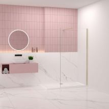 Aica Walk in Duschwand 30 x 200cm Dusche 8mm esg nano glas mit Gold stabilisator GT130 Duschabtrennung Duschtrennwand