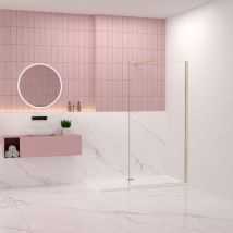 Aica Walk in Duschwand 90 x 200cm Dusche 8mm esg nano glas mit Gold Einstellbare stabilisator GT084 Duschabtrennung Duschtrennwand