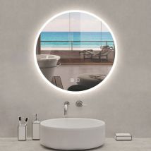 Aica Espejo redondo de baño led 60cm + antivaho + brillo ajustable