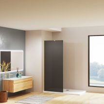Aica Goldrahmen Walk in Duschtrennwand 110cm x 200cm Duschwand mit Glasschutzfolie 8mm NANO-Glas mit Gold stabilisator GT084