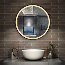 Aica Sanitaire - aica Miroir led 70cm encadré en aluminium noir tri-couleur dimmable avec anti-buée et mémoire pour salle de bain